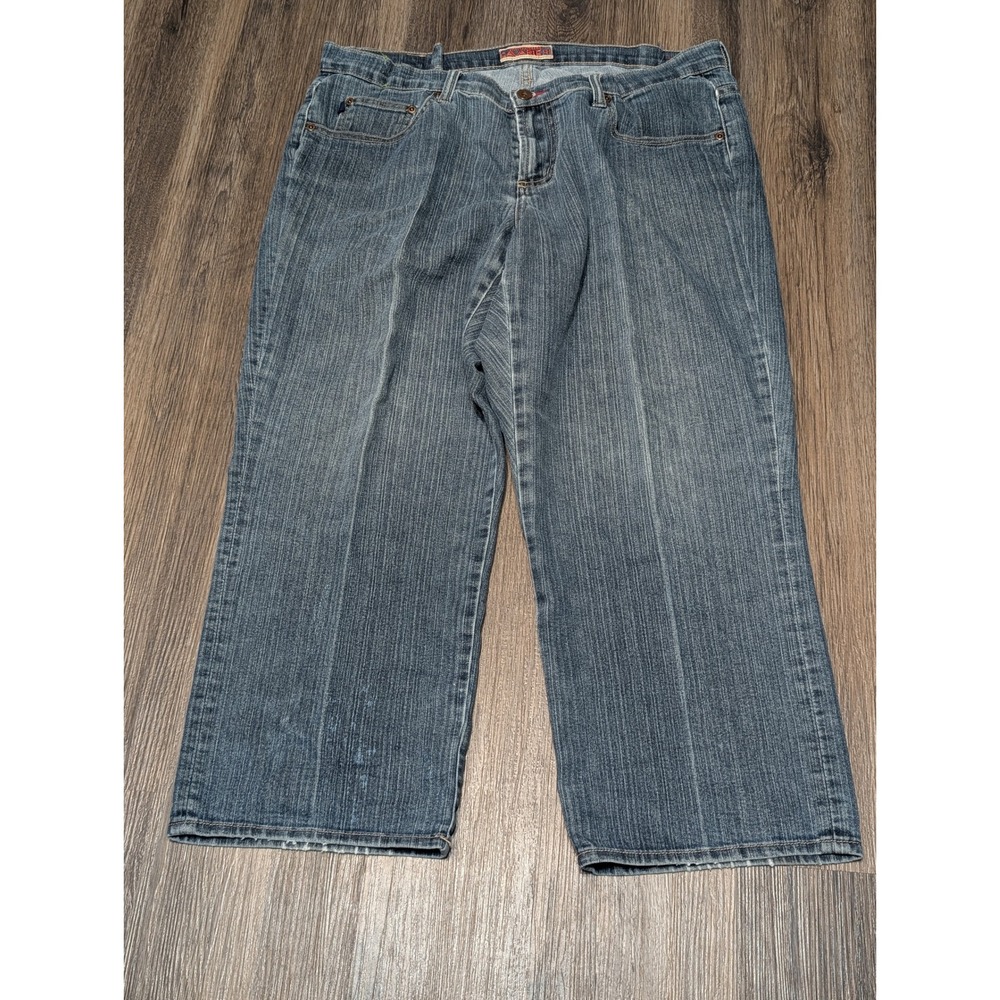 Z Cavaricci Women's Blue Denim Cropped Jeans Size 16 High Waisted Casual